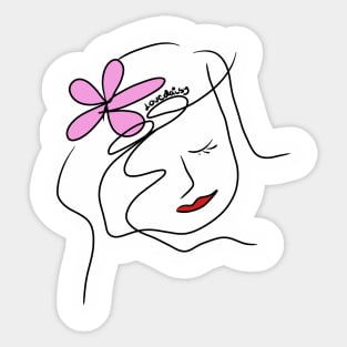 Woman face line art Sticker